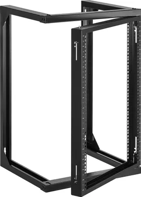 Image de VEVOR Rack de serveurs 15U pour montage mural, capacité de charge max. 68 kg, rack réseau Open Frame avec oscillation de la porte à 180 degrés, acier carbone, pour appareils réseau IT & AV de 482 mm, serveurs informatiques, noir