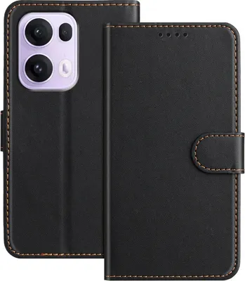 Productafbeelding van Hoesje voor Oppo Reno13 - Portemonneehoesje met afneembare koord - Phonesta Smooth Skin - Zwart