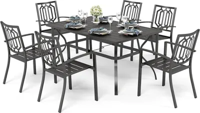 Produktbild von PHIVILLA Gartenmöbel Set 6-teilig Wetterfest Stapelbare Stühle Metall Outdoor
