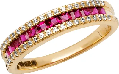 Produktbild von Eleganter 9 Karat (375) Gold Damen - Ring mit Rubin (synth.), Saphir (synth.), 53 (16.9); TRS20645RSM