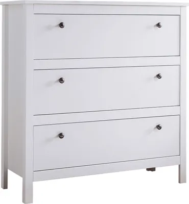 Obrázek produktu pro Komoda Konsimo s kovovými kulovými úchyty praktický úložný prostor "FARGE", bílá, laminovaná nábytková deska, Elegant, 92x98x35 cm