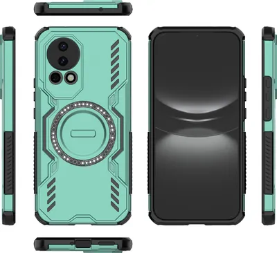Produktbild von Magnetisch Hülle für Huawei nova 12 / nova 13, Hybrid PC TPU Bumper Stoßfestes Loch Wärmeableitung Handyhülle Grün