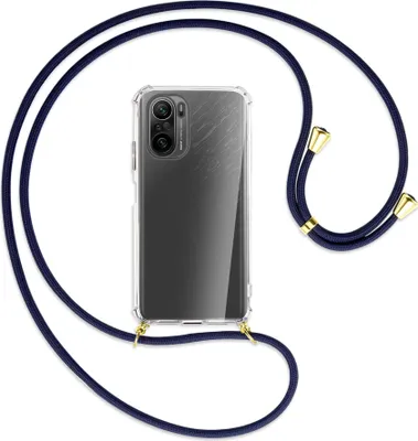 Produktbild von Handykette Backcover-Schutzhülle mit Band (Metall goldfarben) für Xiaomi Mi11i / Poco F3 (Pro), Redmi K40 - dunkelblau