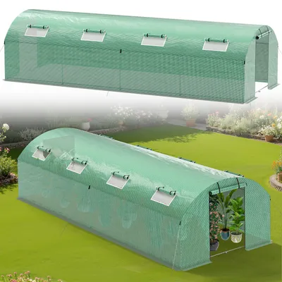 Immagine prodotto di Serra in telo Ikodm 3x8 m, robusta e resistente, con finestra - telo in PE antistrappo 140 g/m², verde