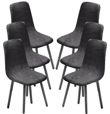 Zdjęcie produktu dla Krzesła do jadalni, pokrowce na krzesła, zestaw 6 sztuk, ciemnoszary, tkanina żakardowa, styl Mid Century Modern