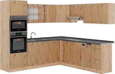 Produktbild von Eckküche Vicco R-Line Artisan-Eiche/Goldkraft Eiche 247 x 60 cm , AP Anthrazit, Model 48930