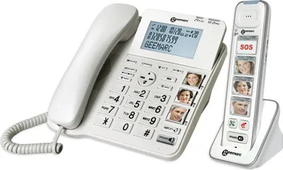 Produktbild von Geemarc AmpliDECT COMBI PHOTO 295 Combo Seniorentelefon schnurgebunden 30 dB (+Anrufbeantworter+ )  und Zusatz-Dect-Telefon mit 4 Fototasten - Deutsche Version