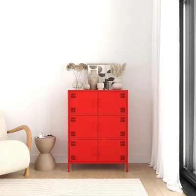 Produktbild von Metall Möbel Pera9, Sideboard 6 Türen - 80,5 x 40 x 109,5 cm Rot