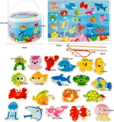 Zdjęcie produktu dla Rybki Magnetyczne Z Puzzlami Dla Dzieci Do Łowienia