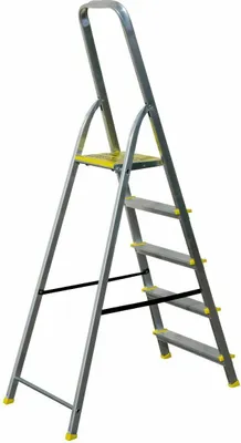 Produktbild von FORTENA Haushaltsleiter mit 5 Stufen – Profi-Leiter aus Aluminium, 3m Arbeitshöhe, bis zu 120 kg Belastung, Stehleiter für Haus und Wohnung