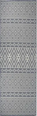 Image de Tapis à tissage plat d'extérieur 80x250 cm Rayures bleues