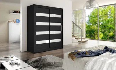 Produktbild von Moderner geräumiger Kleiderschrank Pablo – Breite 150 cm, schwarz