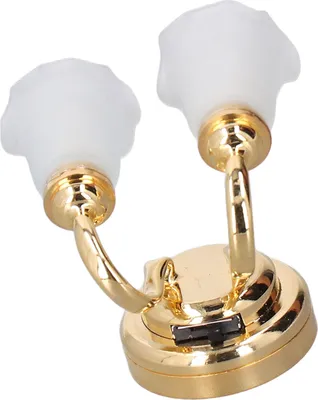 Obrázek produktu pro Stolní lampa pro domeček pro panenky v designu tulipánu, napájení na baterie, stabilní miniatura z kovu a plastu pro dekoraci v měřítku 1:12