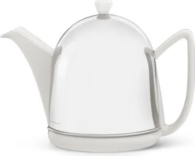 Produktbild von Bredemeijer Keramik-Teekanne mit Edelstahlmantel Cosy® Manto 1,0L weiß