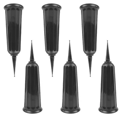 Grabvasen-Set 6er, schwarz, 25x7,5 cm mit Erdspießen