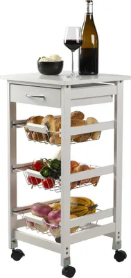 Image de Desserte de rangement blanche sur roulettes – 3 panières, dimensions 37x37x76 cm – Collection ROLLYX