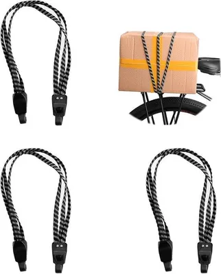 Image de Sangles de fixation pour porte-bagages de vélo, lot de 3, réglables, avec crochets