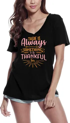Produktbild von Damen Grafik T-Shirt V-Ausschnitt Es gibt immer etwas für das man dankbar sein kann – There Is Always Something To Be Thankfull For