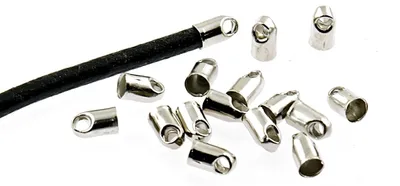 Produktbild von Vintageparts 20 Endkappen silberfarben platiniert für 3 mm Bänder
