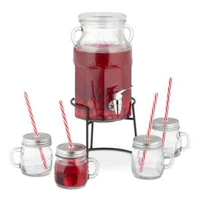Produktbild von relaxdays Getränkespender Set mit Gläsern