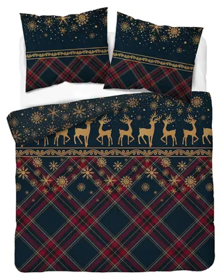 Produktbild von Baumwollbettwäsche 220x200 mit weihnachtlichem Rentier-Motiv, KI-generiertes Bild