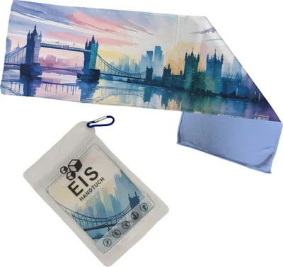 Produktbild von London Skyline Aquarell Eishandtuch XL für Städtefans