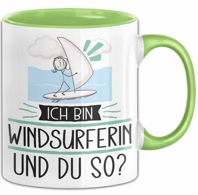 Produktbild von Windsurferin Tasse Geschenk Ich Bin Windsurferin Und Du So Geschenkidee Lustiger Spruch Becher (Grün)