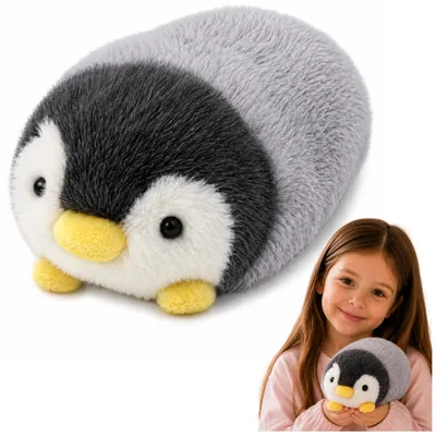 Produktbild von Plüschpinguin, weiches Plüschtier, weiß und grau, 16 cm