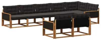 Produktbild von vidaXL Outdoor-Sofagarnitur mit Kissen 8 pcs Natürlich und Schwarz