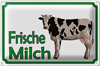 Produktbild von Blechschild Hinweis 30x20cm frische Milch Verkauf Kuh