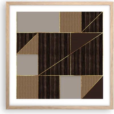 Produktbild von Gerahmtes Poster - Rahmen in heller Eiche - Rechtecke Quadrate Braun - 50x50 cm - Wand Bild - Wanddeko - Wandbilder - Kunstposter - Wandposter - Bilderrahmen - Bilder - Kunstdruck - P2NAC50x50-4610