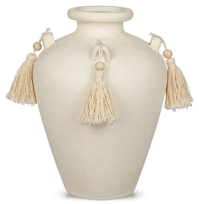 Image de Vase en céramique beige - Vase décoratif pour fleurs séchées