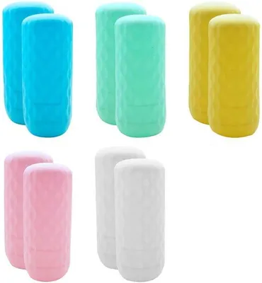 Image de Lot de 10 supports de bouteilles en silicone - Élastiques - Réutilisables - Assurent l'étanchéité - Pour shampooings et produits cosmétiques