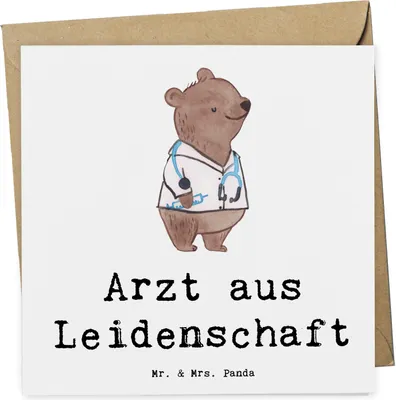 Produktbild von Mr. & Mrs. Panda Grußkarte Arzt Leidenschaft - Weiß - Geschenk, Klappkarte, faltkarte, Witzig, Arztpraxis, Glückwunschkarte, Krankenhaus, anlasskarte, doppelkarte
