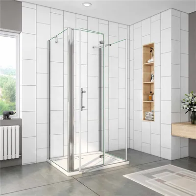 Produktbild von U-Duschkabine Falttür 70x195cm U-FORM Duschkabine Drehtür Duschabtrennung mit 80x80x195cm Seitenwand