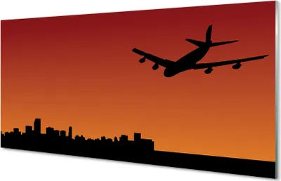 Produktbild von Glasbilder 140x70 Wandkunst Flugzeug Himmel