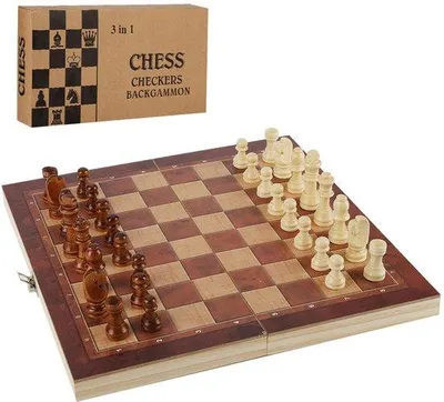 Produktbild von Holz-Schachbrett 29x29 cm Faltbares Reise-Schachbrett 24 Felder Backgammon-Spiel Holz-Schachfiguren Familie-Freizeit