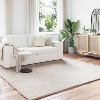 Imagen del producto de vidaXL Alfombra antideslizante de imitación piel de conejo, modelo OLITE, color beige