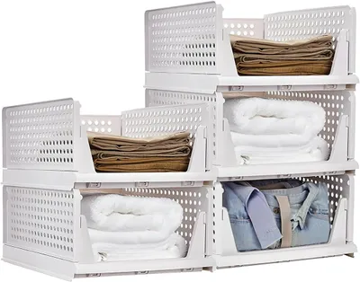 Produktbild von Schubladeneinsatz & -organizer 5 Stück Kleiderschrank-Organizer, stapelbar, weiß, Schrank-Organizer, Kleiderschrank, multifunktionaler Schrank-Organiz