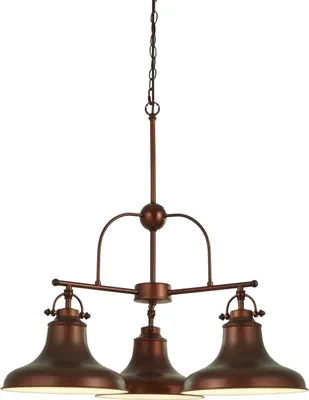 Immagine prodotto di Lampada a sospensione Metallo L: 63 cm H: max. 150 cm Marrone E27 Lampada a sospensione a 3 luci dal design vintage