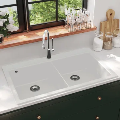Obrázek produktu pro Žulový dřez Double Bowl Cream White