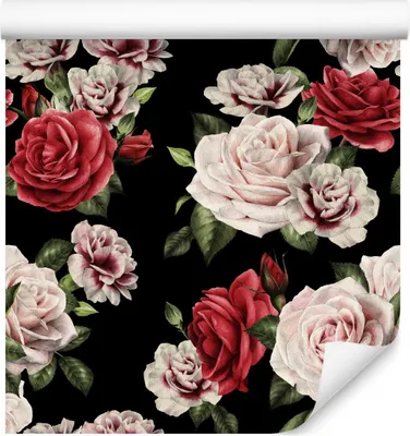 Produktbild von 10m VLIES TAPETE Rolle Dekorative bunte ROSEN im Vintage Stil 6591
