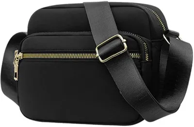 Immagine prodotto di Borsa a tracolla nera impermeabile da donna con tracolla regolabile
