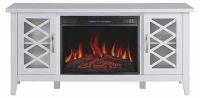 Produktbild von Casa Padrino Landhausstil TV Schrank mit LED Elektrokamin Weiß 137,1 x 39 x H. 64,5 cm