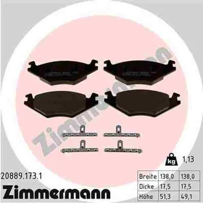 Obrázok produktu pre ZIMMERMANN Sada brzdových doštičiek, kotúčová brzda Artikel: 20889.173.1