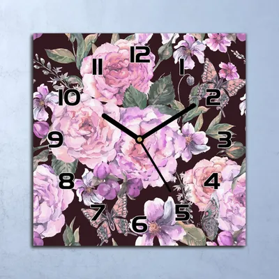 Produktbild von Wanduhr Echt-Glas-Küchenuhr Schmetterling rosa Quarz 30x30 Deko Bilder