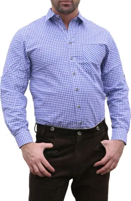 Produktbild von Trachtenhemd für Lederhosen mit Verzierung dunkelblau/kariert, Größe:S