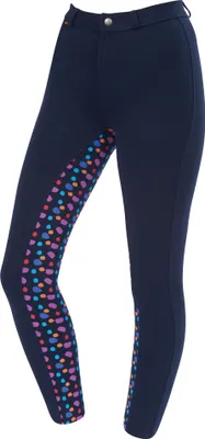 Produktbild von Saxon Kinder Reithose Warm Up WB183 (Bund 58,5 cm) (Marineblau/Marineblaue Punkte)