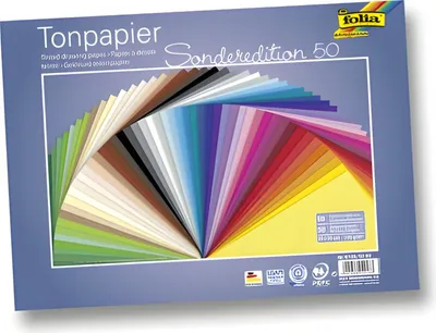Produktbild von folia Tonpapier (B)250 x (H)350 mm 130 g/qm sortiert 50 Blatt