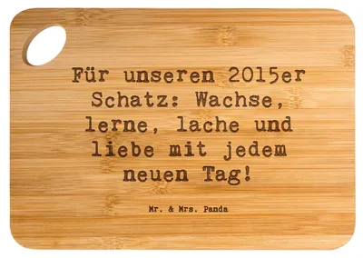 Produktbild von Mr. & Mrs. Panda Holzbrett Spruch 2015 Geburtstag - Transparent - Geschenk, Hackbrett, Schneidebrett, holzschneidebrett, Geburtstagsgeschenk, Brett, Holzbrettchen, Alter